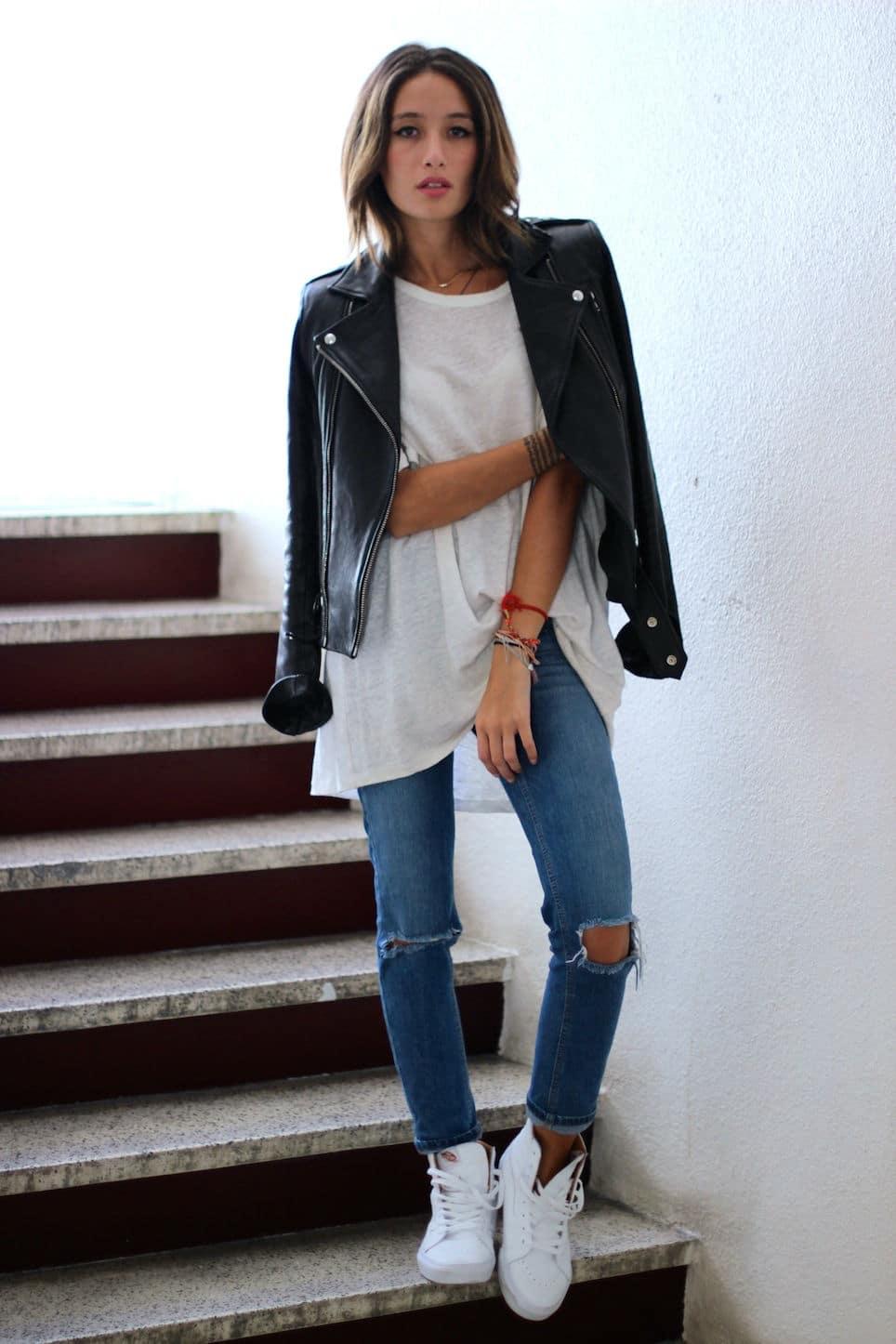 black and white high top vans outfit