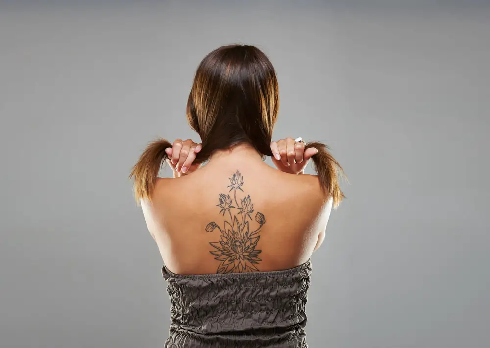 large back tattoo on skinny women