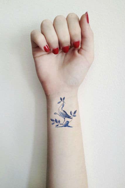 Simple Black Bird Tattoo