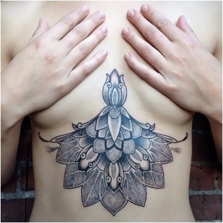 The sternum tattoo is the name for the under breast tattoo design. 