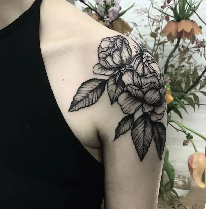 Fake Tattoo Sticker Black Rose Flower Arm Leg Neck Realistic Temporary  Decal | eBay