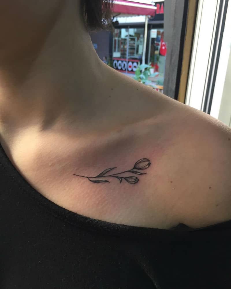 Tulip with Dutch word for love done by Kelly from GrindHouse Tattoo in  York PA  rtattoos