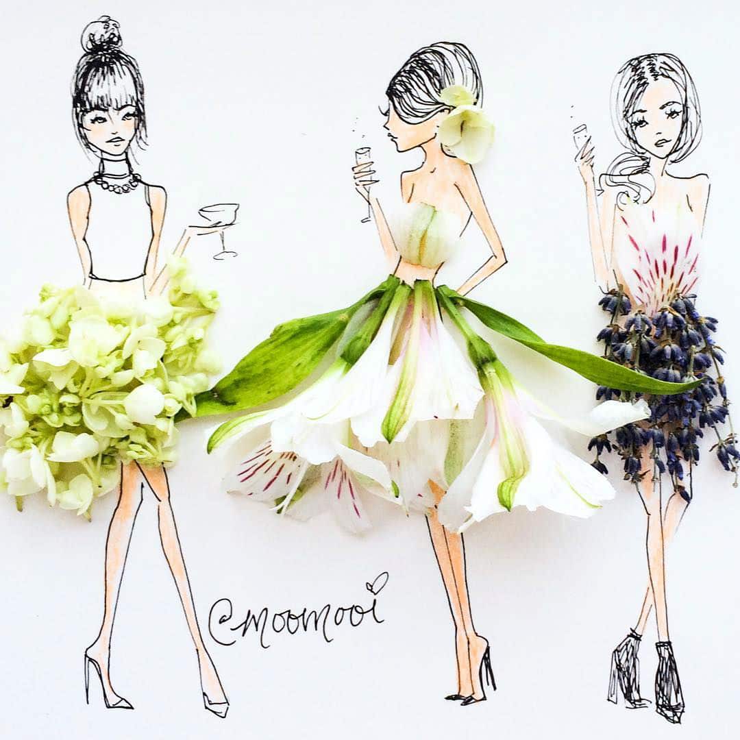 Fashion Illustrations with Flowers and Veggies