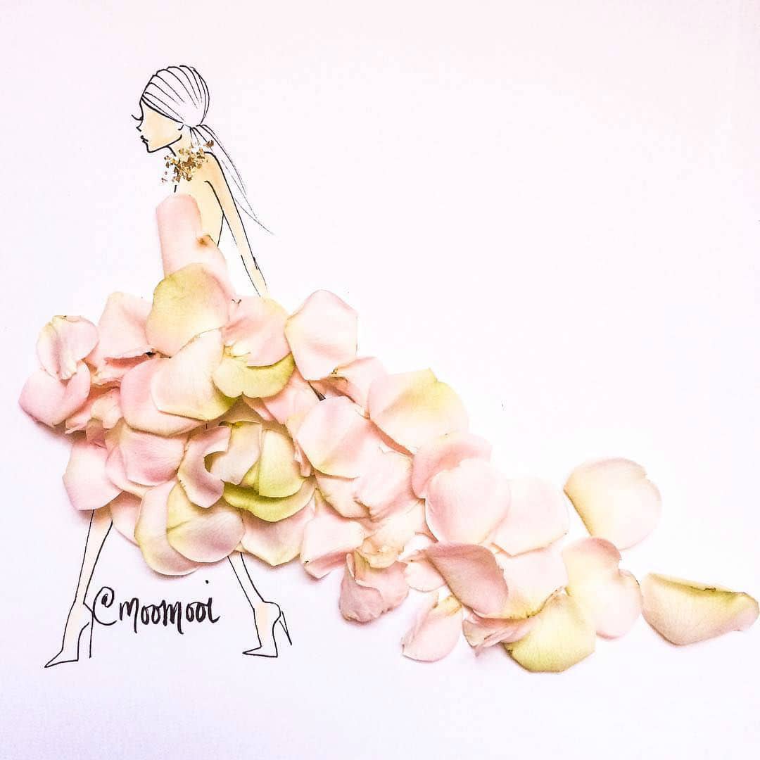 Fashion Illustrations with Flowers and Veggies