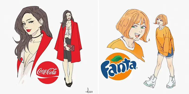 Popular Sodas as Human Cartoon Characters