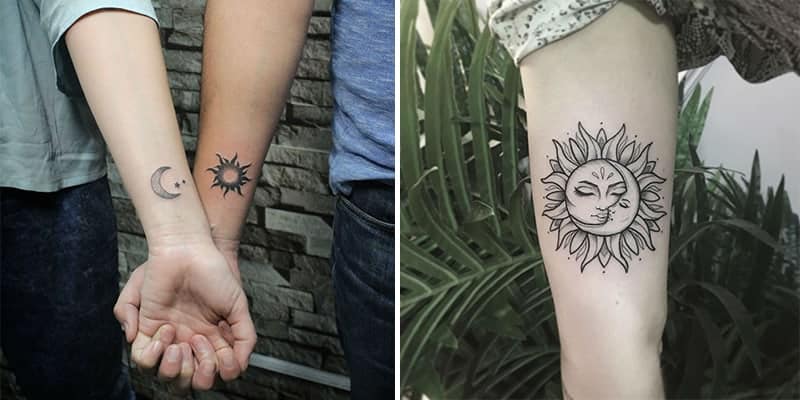 Moon and sun tattoo designs
