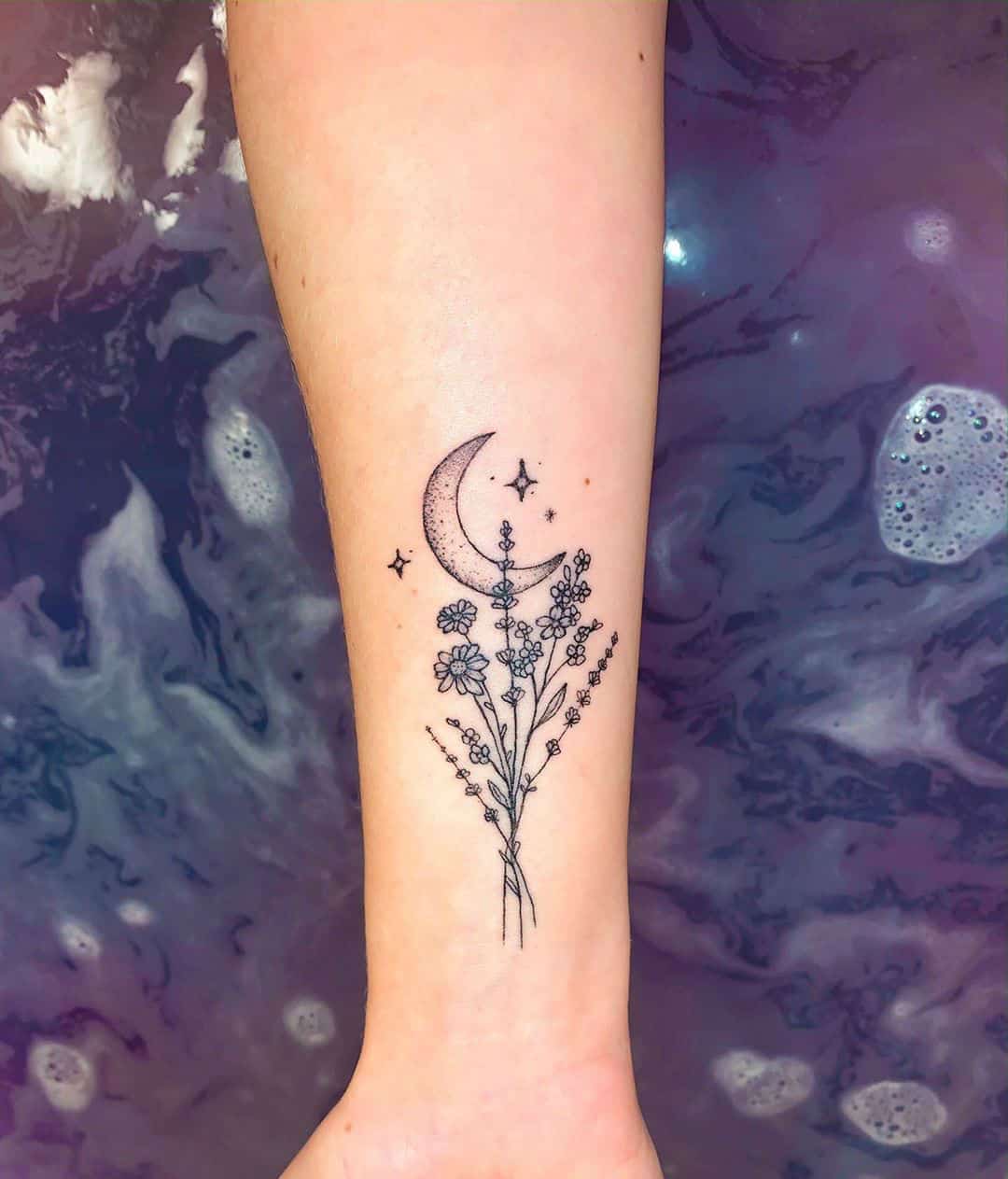 Lavender bouquet custom tattoo design     bunamiink  floralillustration moontattoo botanicalill in 2023  Lavender tattoo  Wildflower tattoo Custom tattoo design