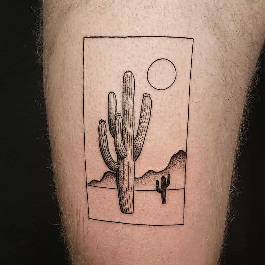 tatuagem em estilo de linha preta de um cacto 12088892 Vetor no