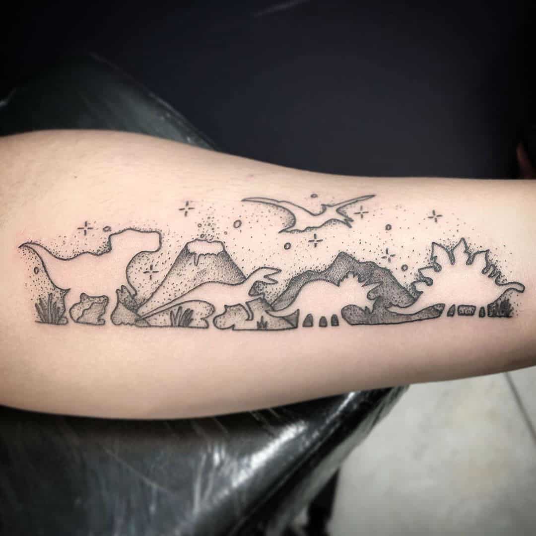 Little dinosaur tattoo I did for a friend  rsticknpokes