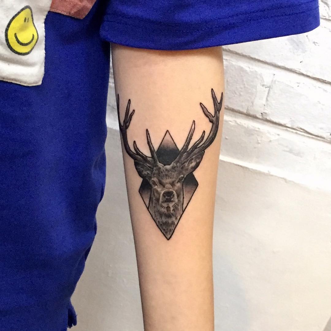 Arm Deer Tattoo by Border Line Tattoos