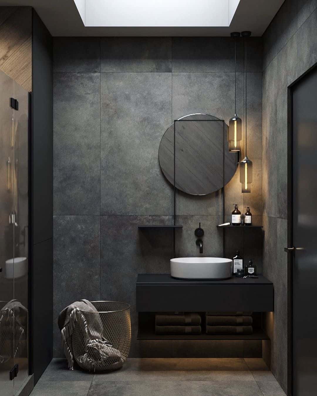 25 Photo-Ideas to Embrace Dark and Moody Colours for Your Bathroom