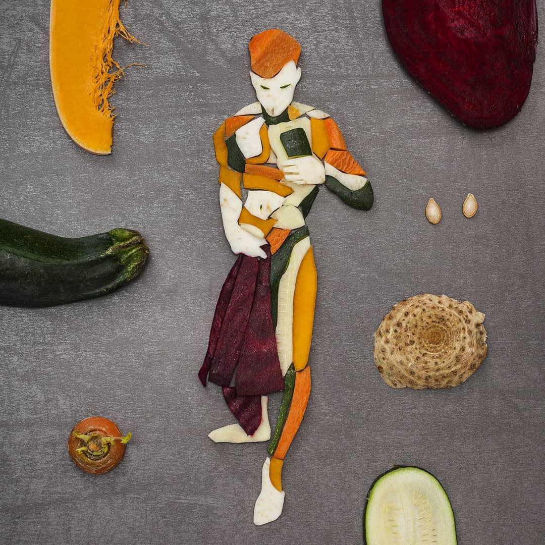 mixed vegetable art of strong man