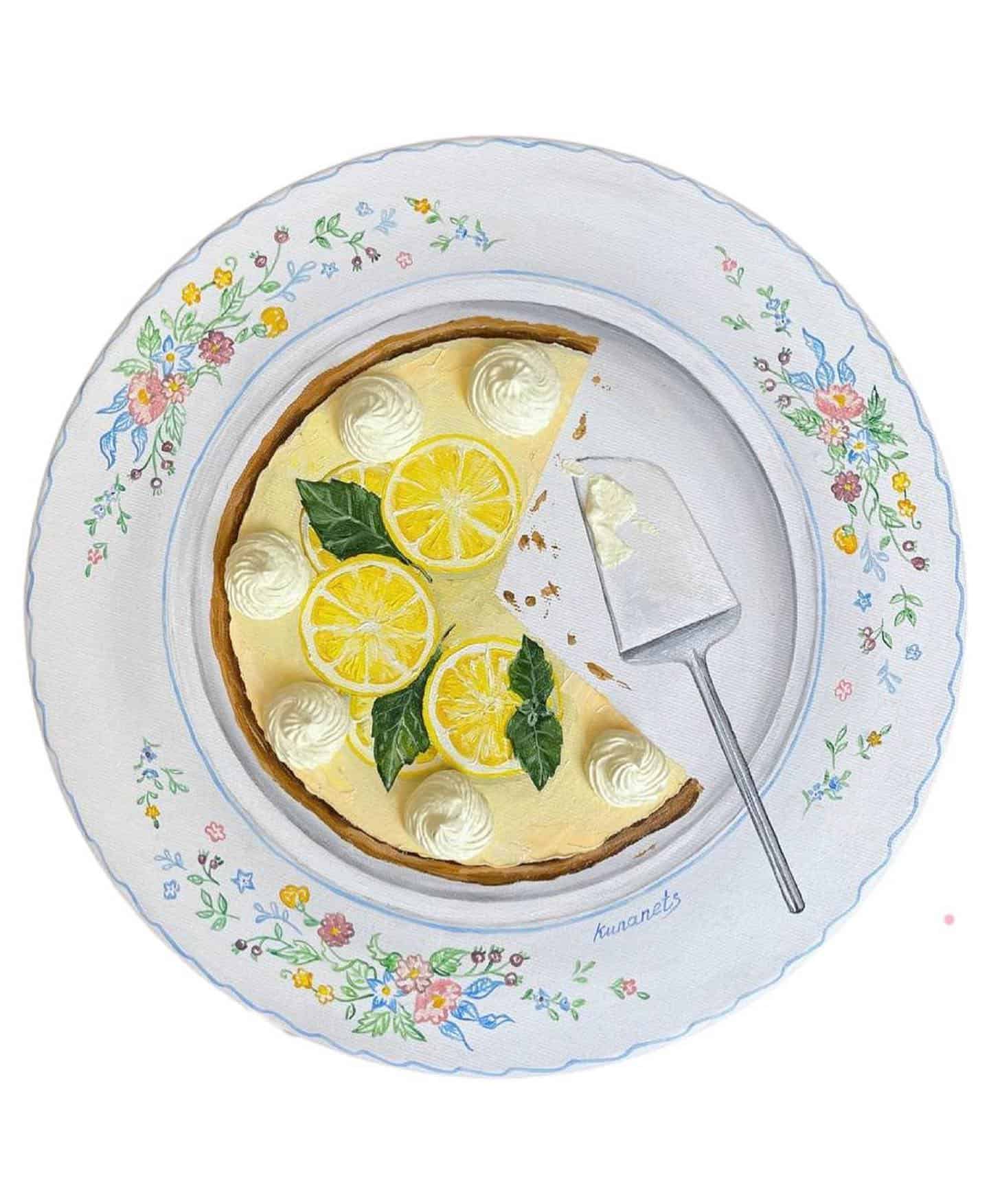 lemon cheesecake oil painting art