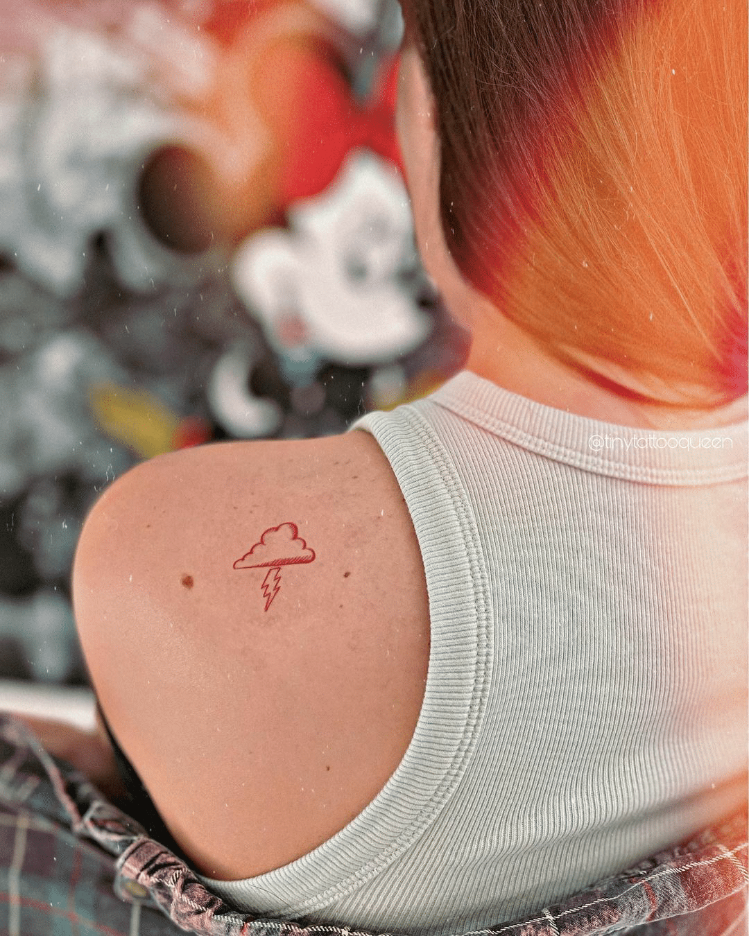 small cloud and thunder tattoo for girls