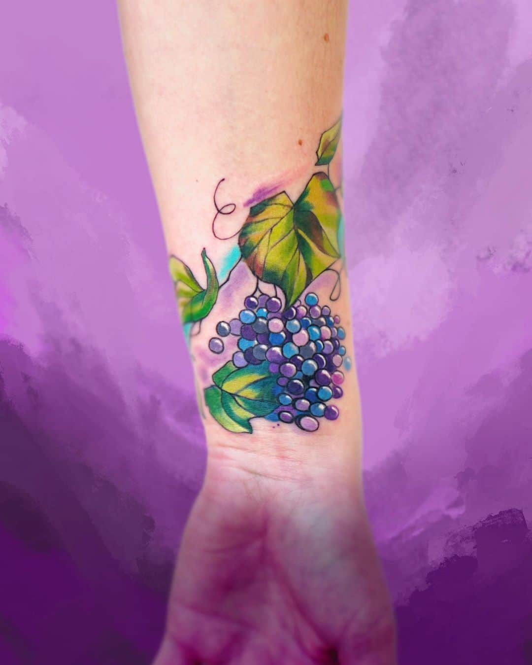 grapes colorful tattoo design