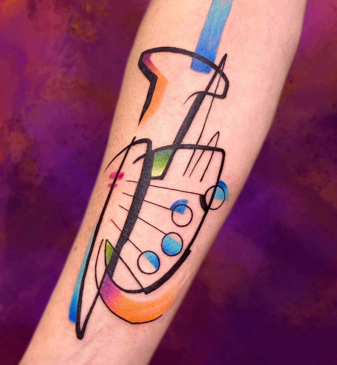 tuba musical instrument colorful tattoo