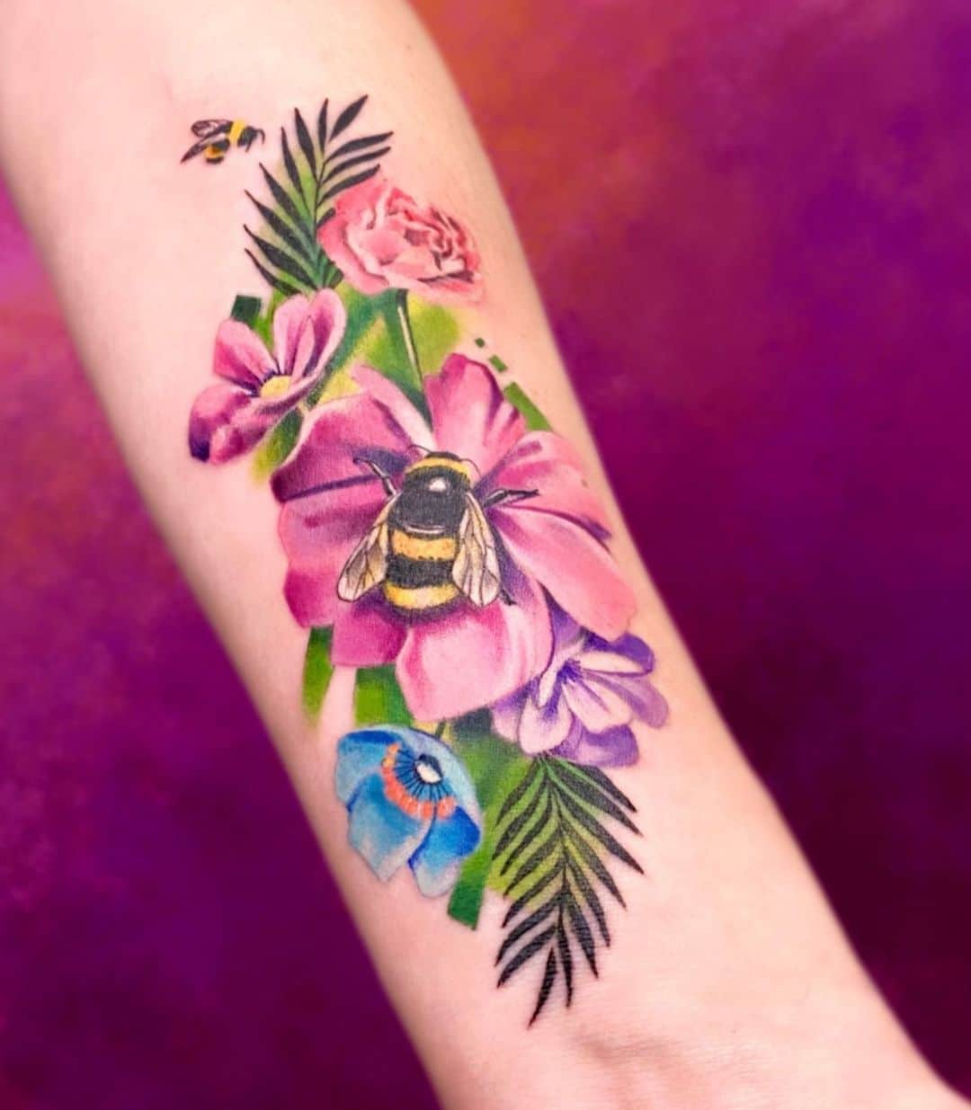 nature themed colorful tattoo
