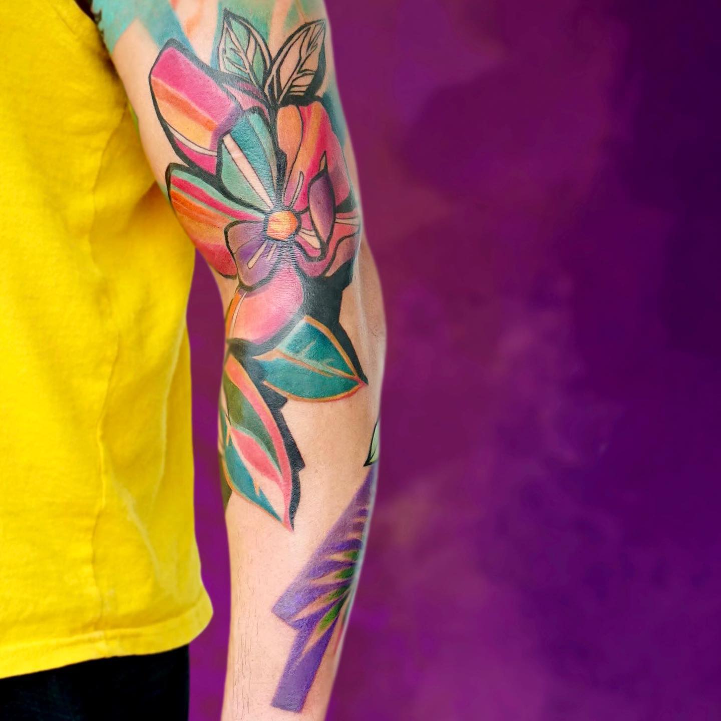 colorful flower tattoo