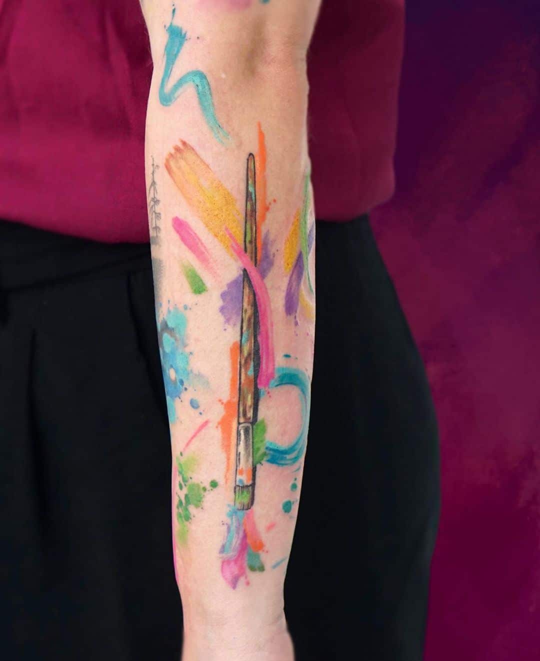 paint brush colorful tattoo