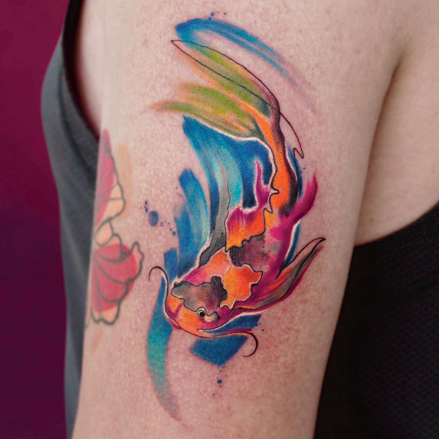 koi fish colorful tattoo