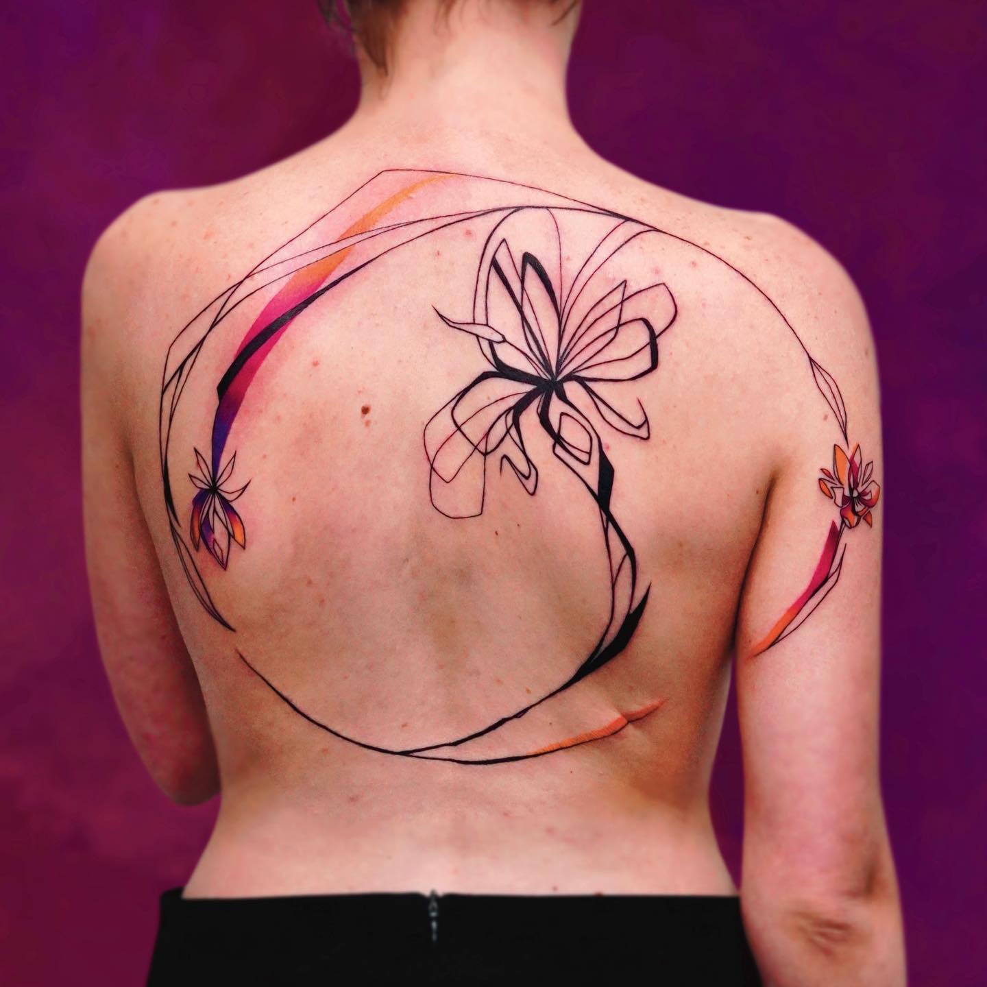 colorful mariposa flower tattoo