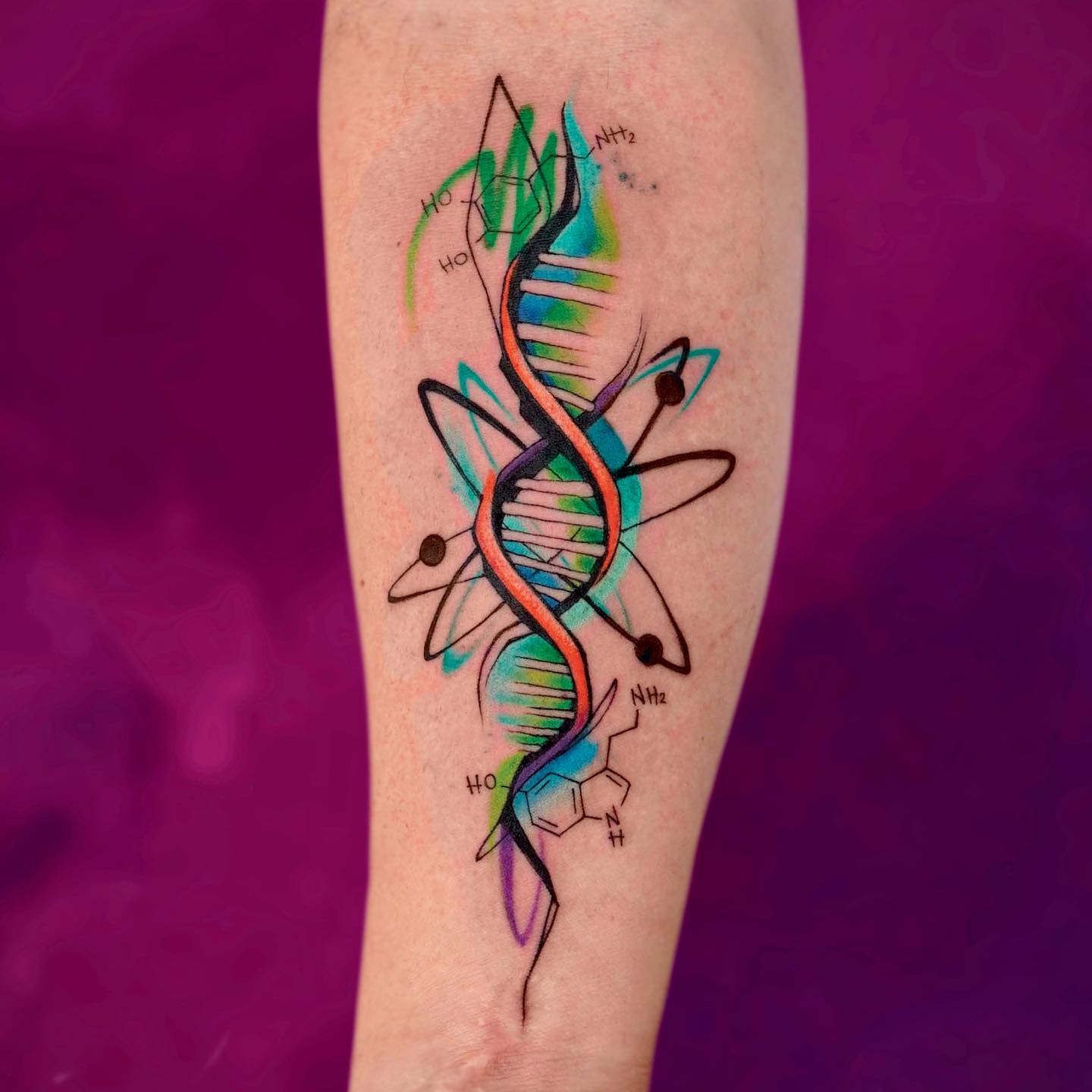 colorful DNA tattoo