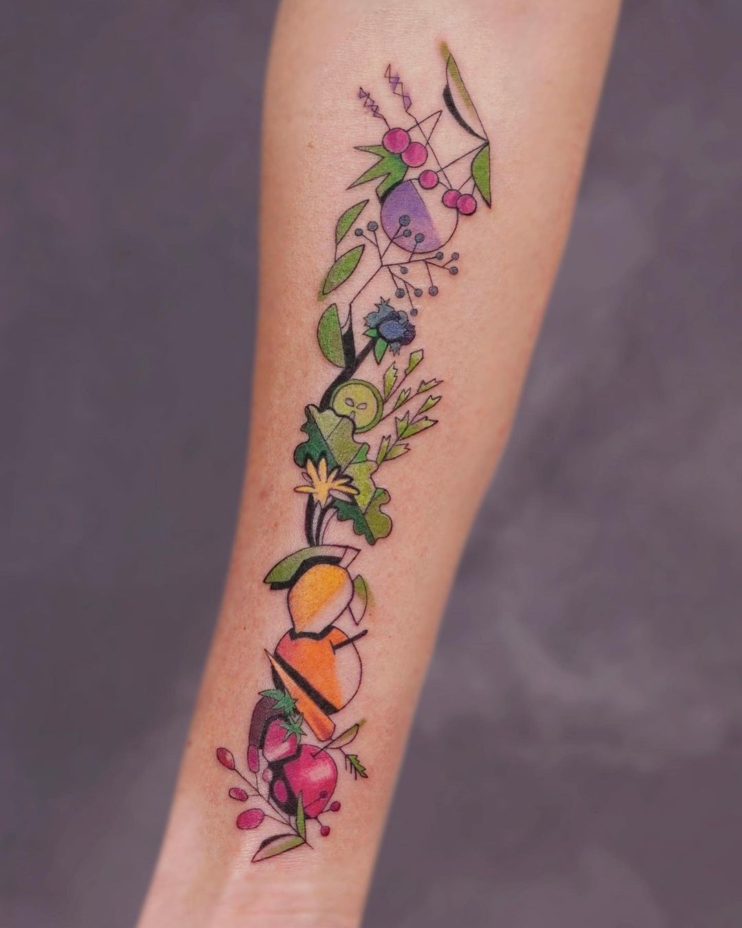 colorful veggies tattoo design