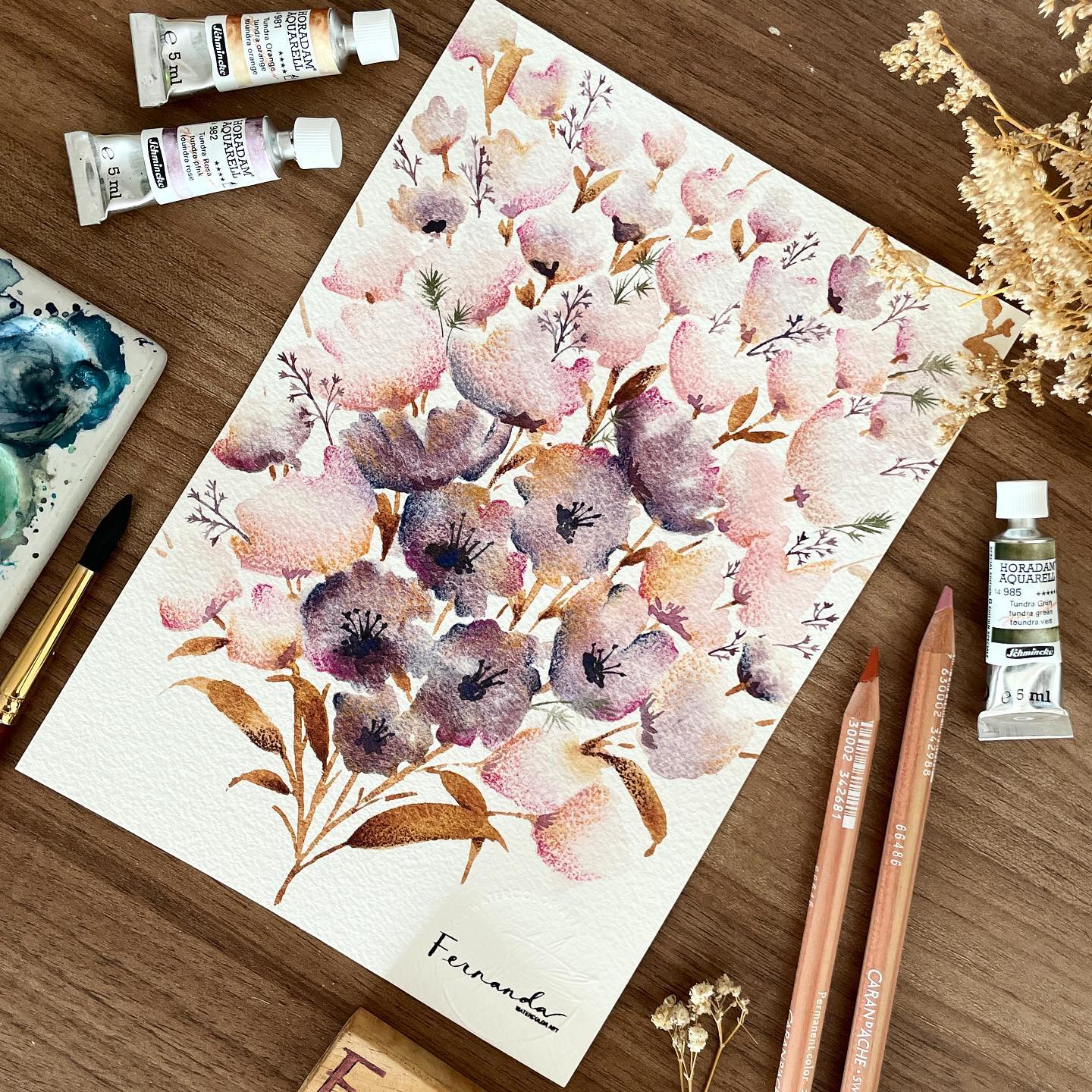 flowers watercolor painting