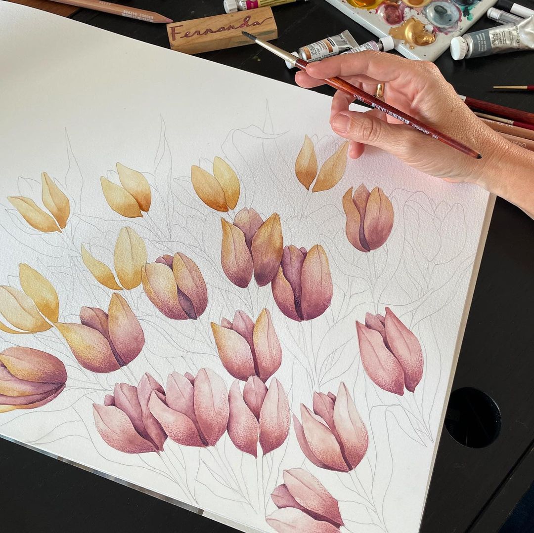 tulips watercolor painting
