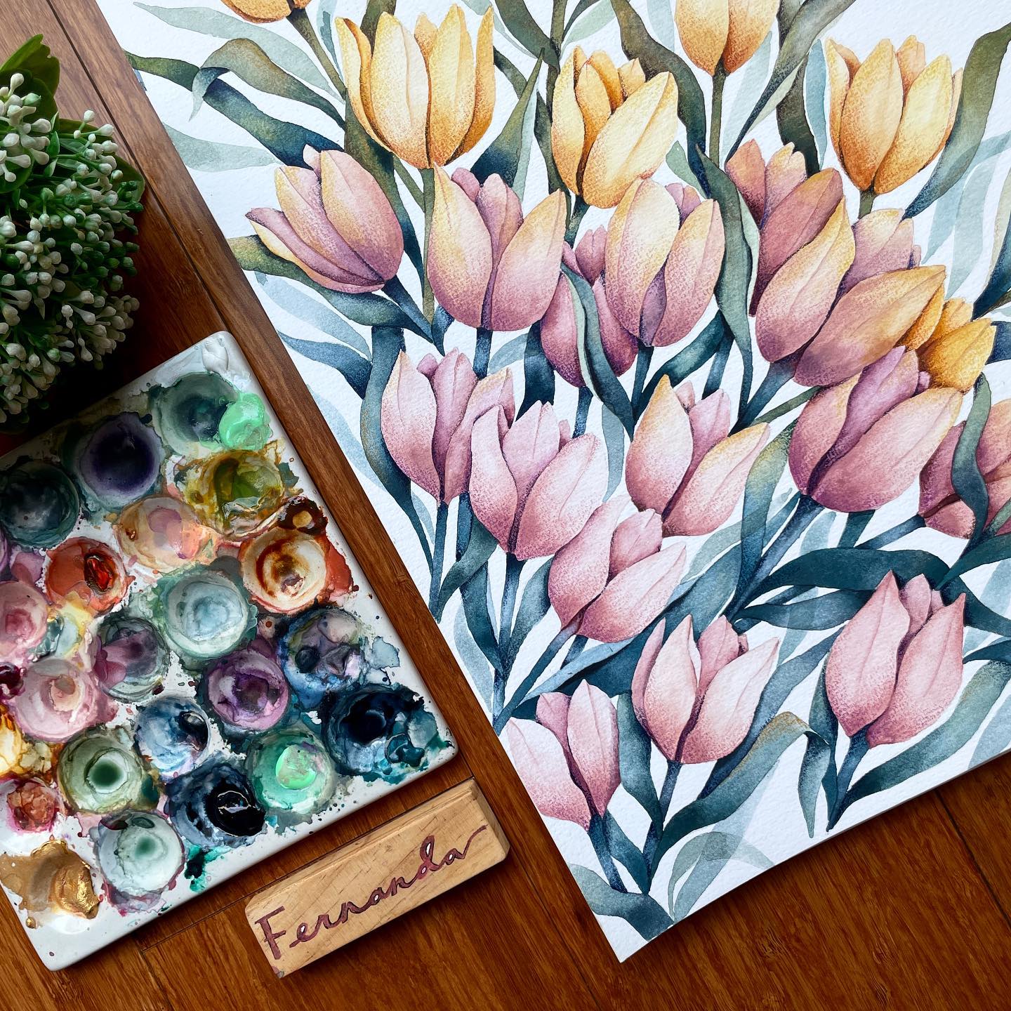tulips watercolor painting