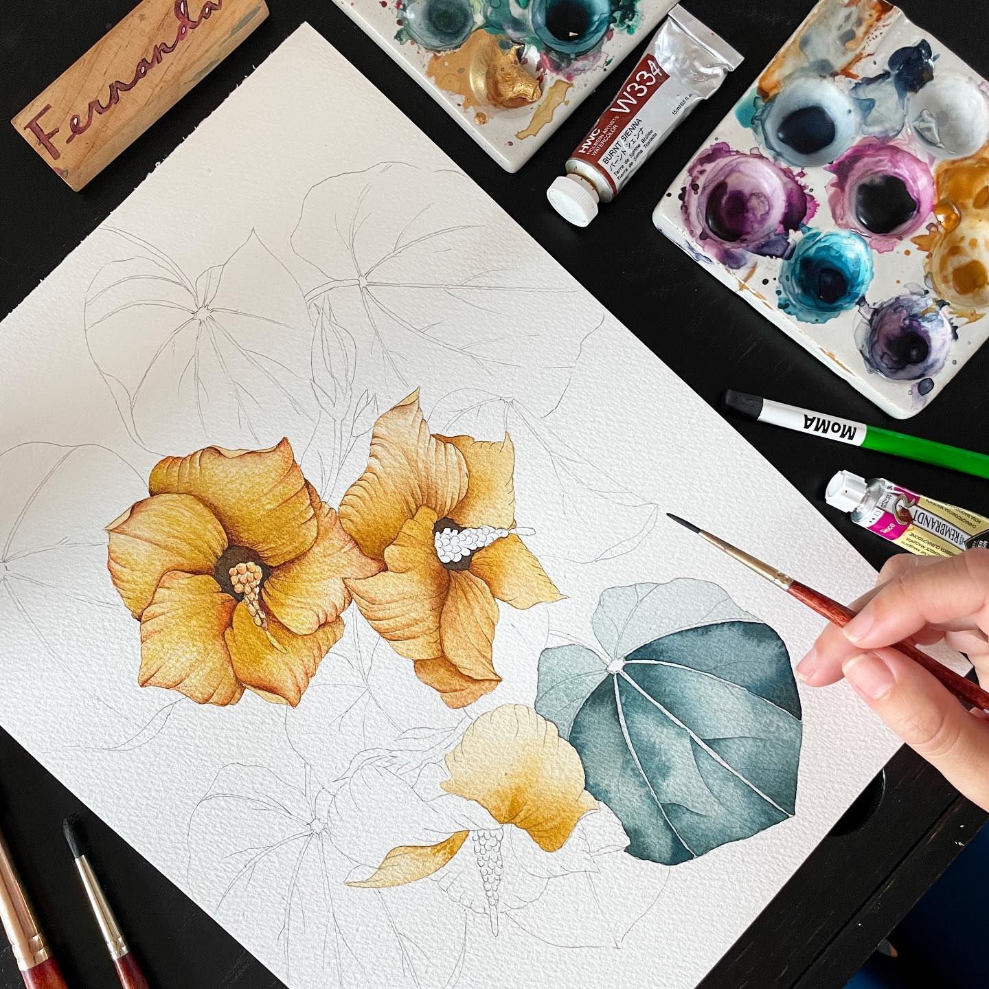 hibiscus watercolor painting