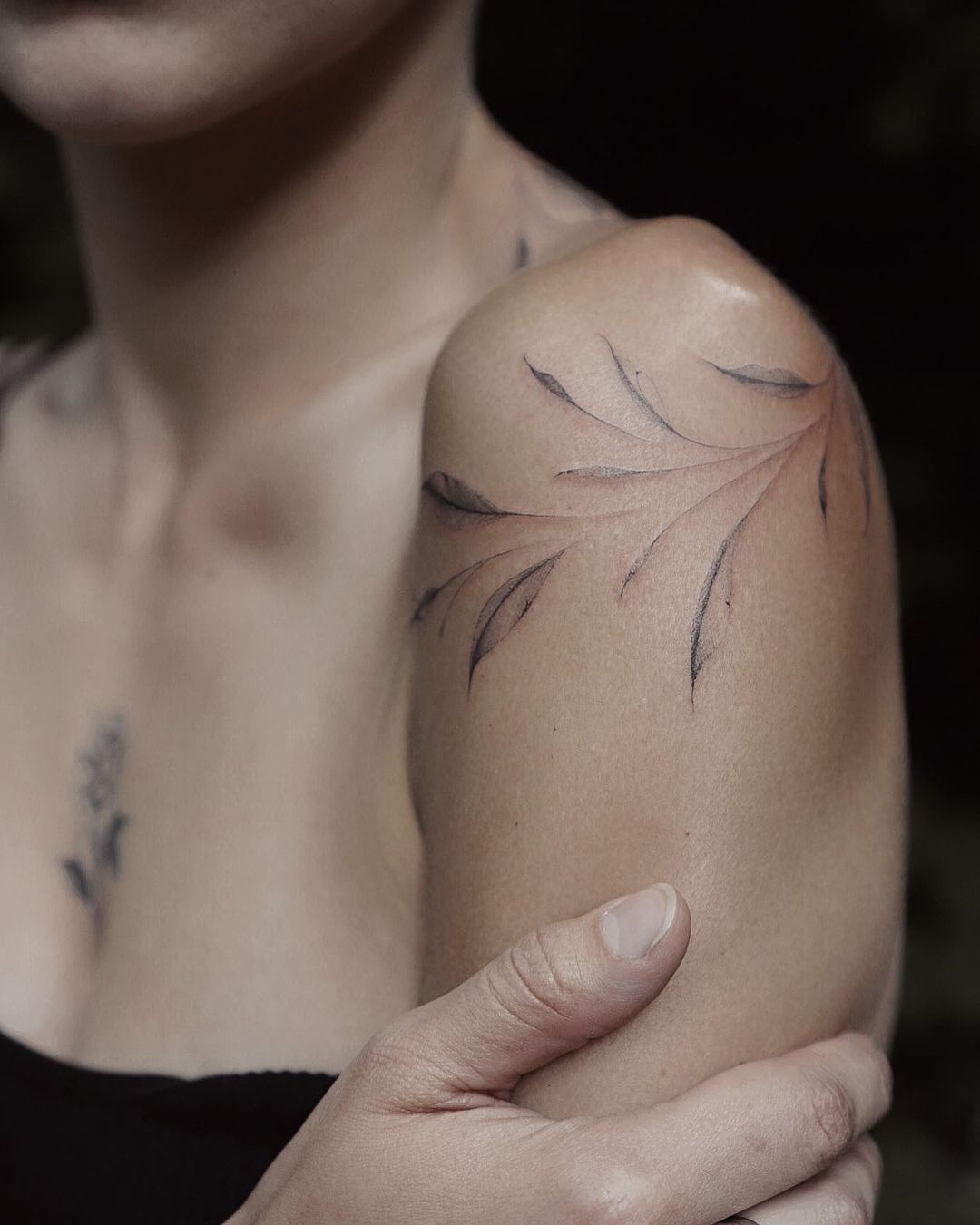 shoulder flower tattoo for women