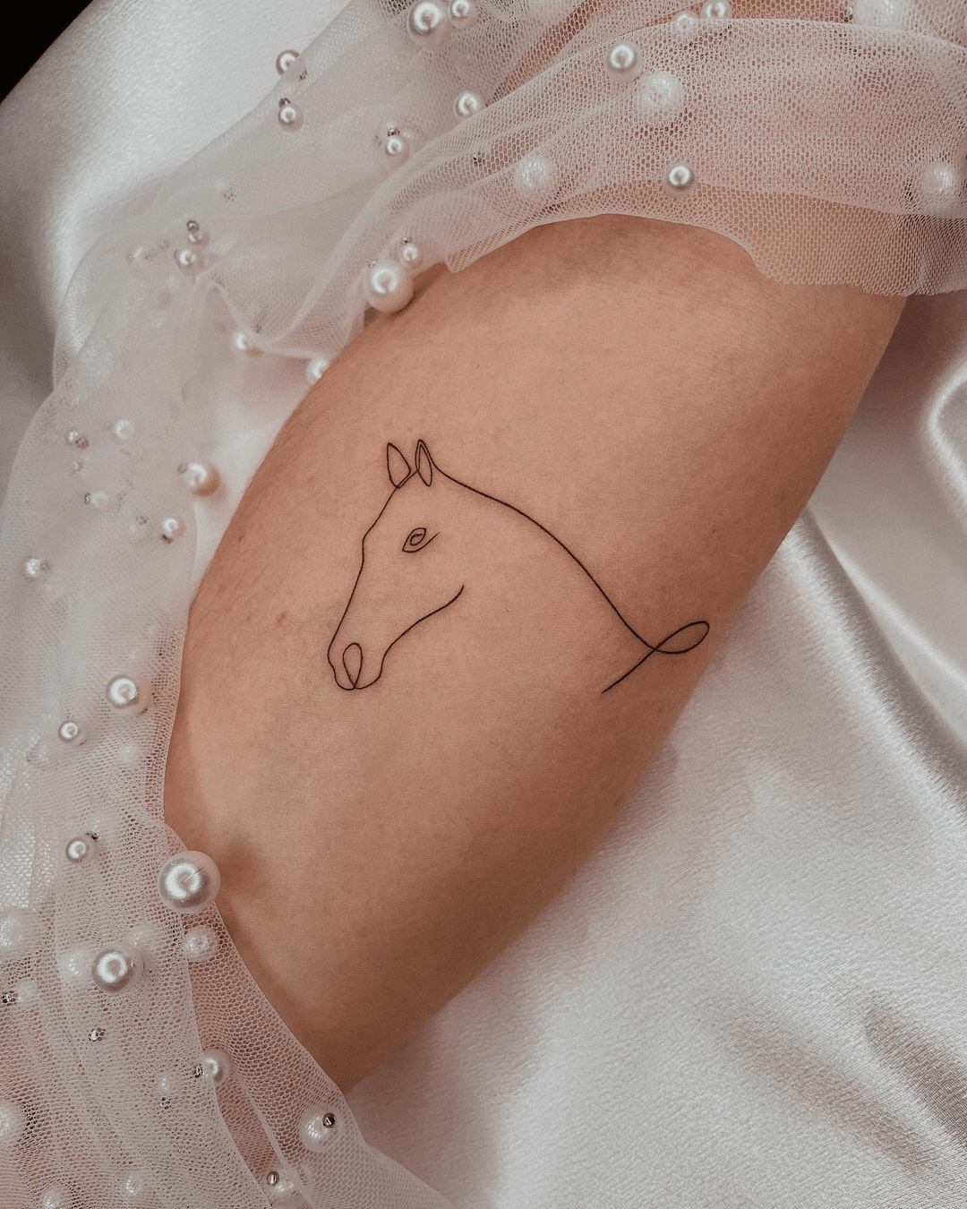 small horse line art tiny tattoos for women