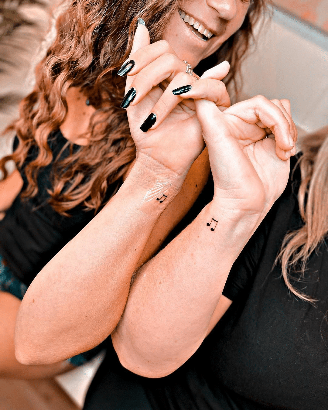 small musical note friendship tiny  tattoos for girl friends