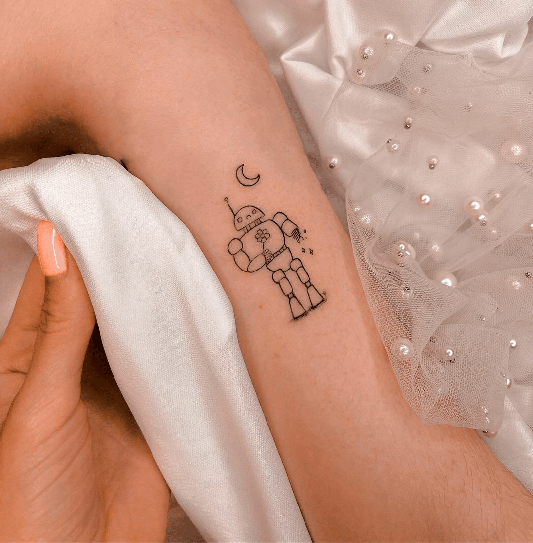small robot tattoo design for women
