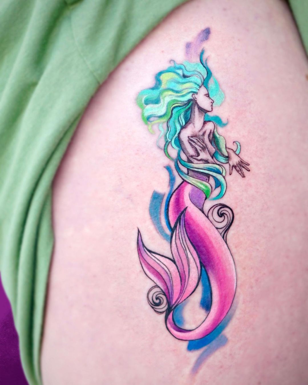 colorful mermeaid tattoo design