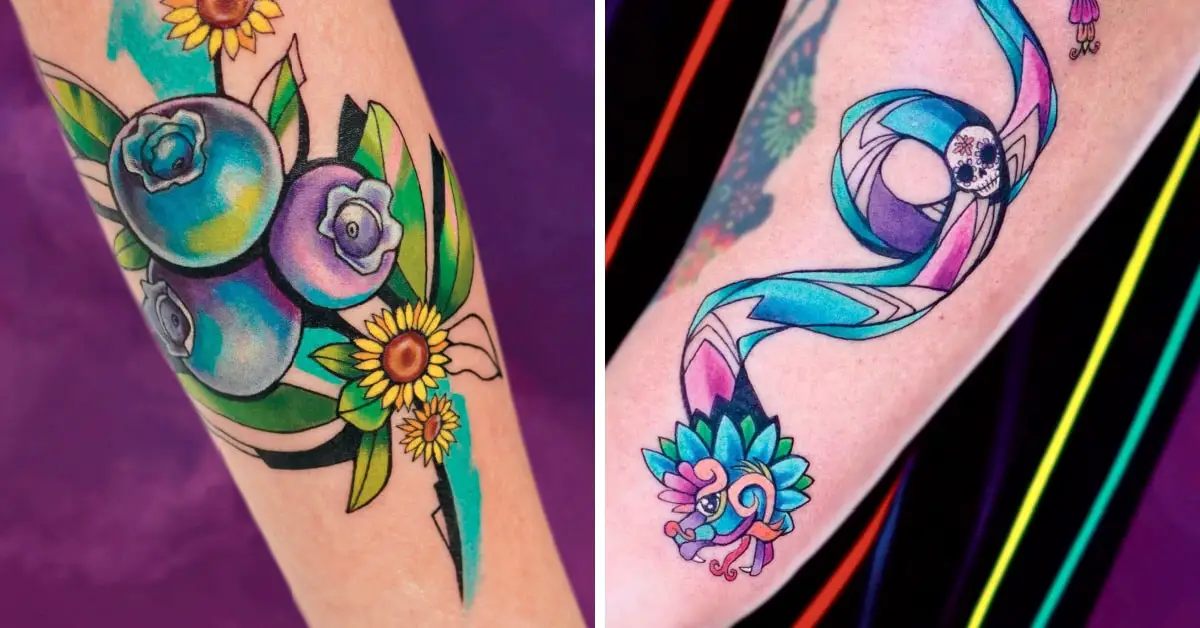 Detailed bright color tattoos