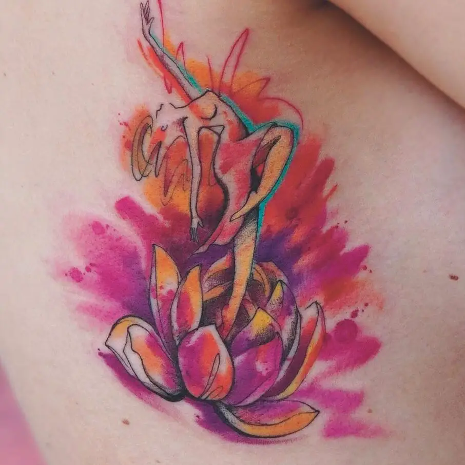 dancing girl colorful tattoo