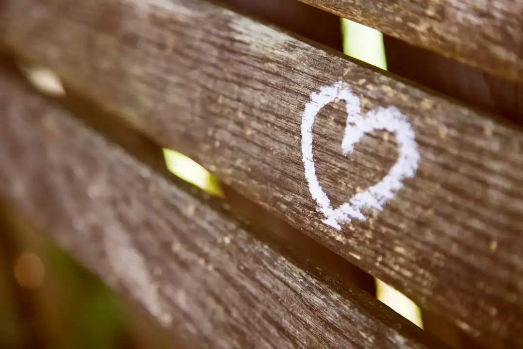 marks of love in wooden chair